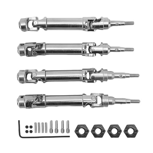 Sunicon vorderen Heck -CVD -Antriebswellen Set, bürstenloser RC -Auto Starke Struktur Metallersatz für Fiesta St Rally 1/10 4x4 (Silver) von Sunicon