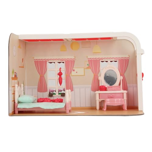 Puppenhaus-Spielzeugmodell, Miniaturhaus-Szene, DIY-Miniaturhaus-Set mit Hintergrund für (Schlafzimmer-Set) von Sunisfa