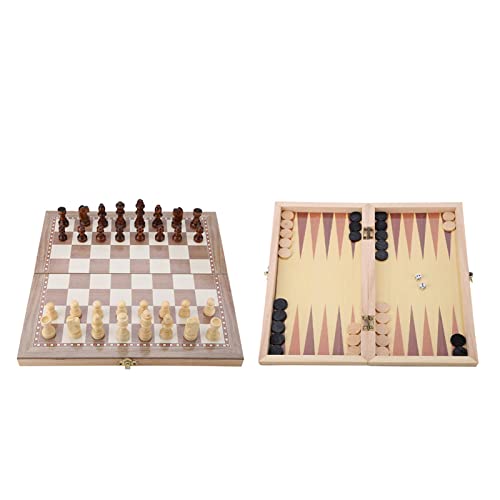 Schach-Sets, Faltbar, 30 X 15 X 5 cm, Holz, 3 Zoll, Schach, Dame und Klappbrett, Tragbar, für Reisen, Tischspiel, Spielzeug, Schach-Sets, Faltbar von Sunisfa