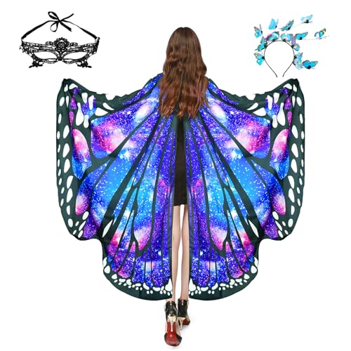 Schmetterling Kostüm Damen Flügel Schmetterlingsflügel Erwachsene Mädchen Faschingskostüme Damen Umhang Verkleidung Schmetterlings Kostüm Zubehör 3 Set mit Schmetterling Haarreif Gesichtsmaske Schmetterling Kostüm Damen Flügel Schmetterlingsflügel Erwachsene Mädchen Faschingskostüme Damen Umhang Verkleidung Schmetterlings Kostüm Zubehör 3 Set mit Schmetterling Haarreif Gesichtsmaske von Sunlisky