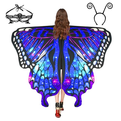 Schmetterling Kostüm Damen Flügel Schmetterlingsflügel Erwachsene Mädchen Faschingskostüme Damen Umhang Verkleidung Schmetterlings Kostüm Zubehör 3 Set mit Gesichtsmaske Fühler Schmetterling Haarreif Schmetterling Kostüm Damen Flügel Schmetterlingsflügel Erwachsene Mädchen Faschingskostüme Damen Umhang Verkleidung Schmetterlings Kostüm Zubehör 3 Set mit Gesichtsmaske Fühler Schmetterling Haarreif von Sunlisky