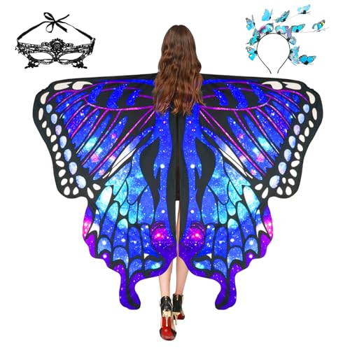 Schmetterling Kostüm Damen Flügel Schmetterlingsflügel Erwachsene Mädchen Faschingskostüme Damen Umhang Verkleidung Schmetterlings Kostüm Zubehör 3 Set mit Schmetterling Haarreif Gesichtsmaske Schmetterling Kostüm Damen Flügel Schmetterlingsflügel Erwachsene Mädchen Faschingskostüme Damen Umhang Verkleidung Schmetterlings Kostüm Zubehör 3 Set mit Schmetterling Haarreif Gesichtsmaske von Sunlisky