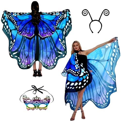 Schmetterling Kostüm Damen Flügel Schmetterlingsflügel Erwachsene Zweistufiges Faschingskostüme Damen Umhang Verkleidung Schmetterlings Kostüm Zubehör 3Set Gesichtsmaske Fühler Schmetterling Haarreif Schmetterling Kostüm Damen Flügel Schmetterlingsflügel Erwachsene Zweistufiges Faschingskostüme Damen Umhang Verkleidung Schmetterlings Kostüm Zubehör 3Set Gesichtsmaske Fühler Schmetterling Haarreif von Sunlisky
