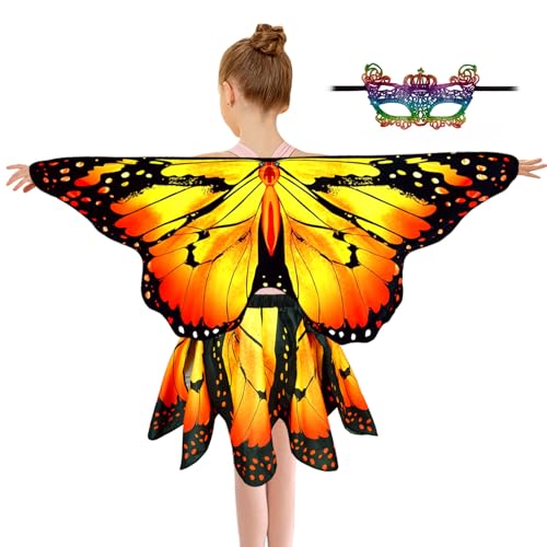Sunlisky schmetterling kostüm kinder Schmetterlingskostüm Mädchen 3er-Set (Umhang, Rock und Maske) kostüm schmetterling kinder von Sunlisky