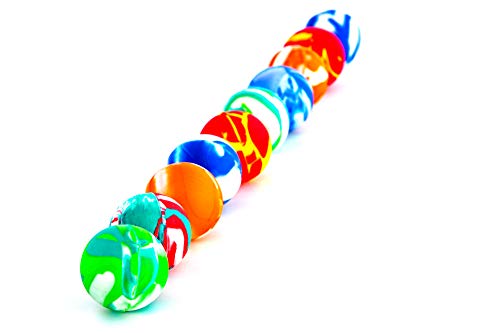 Flummis 10 Stück mit 27 mm Durchmesser | Bunter Flummi Dopsball Gummiball Hüpfball Springball Superball Dotzball Querball |Set hohe Sprungkraft für großen Spaß von Sunmondo