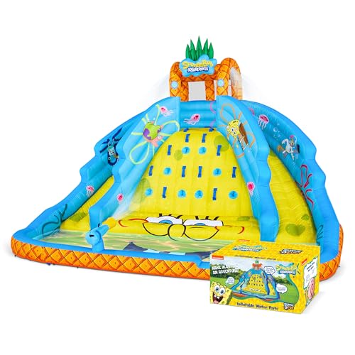 Sunny & Fun SpongeBob Ultra Climber Aufblasbarer Wasserrutschen-Park – Strapazierfähig für Outdoor-Spaß – Kletterwand, zwei Rutschen & Planschbecken – einfach aufzubauen und aufzublasen mit von Sunny & Fun