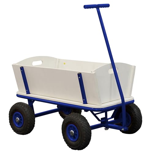 SUNNY Billy Beach Wagon Bollerwagen, blau | Kinder Handwagen aus Holz mit Luftreifen | Belastbar bis 100 kg | 94x61x97cm.. von Sunny