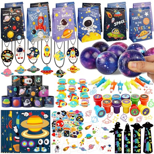 SunnyMemory 230 Stück Weltraum-Partytütenfüller, Partyzubehör, Weltraum-Thema-Partyzubehör mit Goodie Geschenktüten für Kinder, Jungen, Mädchen Kindergeburtstag Mitgebsel Set von SunnyMemory
