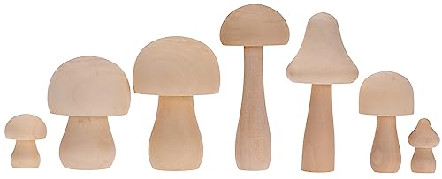 Sunnysue 103-18 Großes Holz-Pilze Set, 7-LTG, Natur von Sunnysue