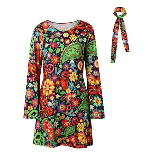 Sunnyuk 70er Jahre Outfit Damen Kleid, Hippie Kostüm Damen Kleid, Karneval Kostüm Damen Hippie Kleid, Disco Outfit Damen, Flower Power Kleidung Damen, Faschingskostüme Damen, Party Outfit 70er Jahre, Sunnyuk 70er Jahre Outfit Damen Kleid, Hippie Kostüm Damen Kleid, Karneval Kostüm Damen Hippie Kleid, Disco Outfit Damen, Flower Power Kleidung Damen, Faschingskostüme Damen, Party Outfit 70er Jahre, von Sunnyuk