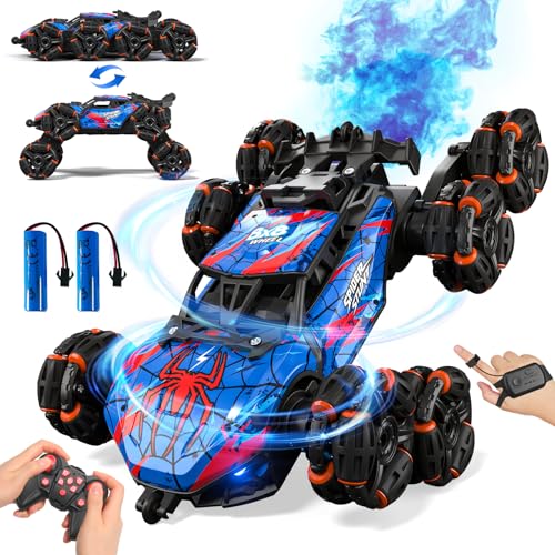 Sunrad Ferngesteuertes Auto ab 6-12 Jahre,RC Drift Auto mit 360° drehbar,LED Leuchten,Musik und Spray, 8WD Offroad Stunt Autos mit Handsteuerung,Drift Car Geschenke Junge 6-12 Jahre Spielzeug Car von Sunrad