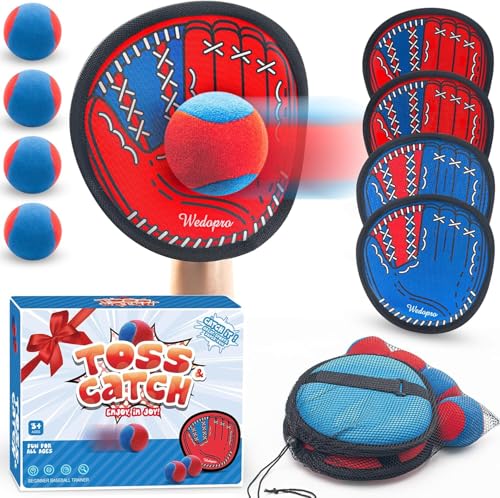Sunrad Klettballspiel - Klettballspiel für Kinder ab 3 4 5 6, Fangballspiel mit 4 Fangscheiben 4 Bälle, Outdoor Spiele für Kinder Wurf- und Fangspiel, Outdoor Spielzeug Gartenspielzeug Draußen von Sunrad