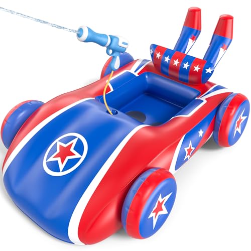 Sunrad Schwimmring Kinder mit Wasserpistole, Aufblasbarer Rennauto Boot Schlauchboot Schwimmreifen Schwimmhilfe Kinder Schwimmsitz für Kleinkind von 3-10 Jahre von Sunrad