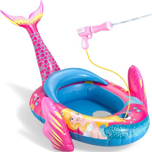 Sunrad Schwimmring Kinder mit Wasserpistole,Aufblasbarer Meerjungfrau Schwimmreifen,Kinder Schlauchboot Schwimmring,Schwimmhilfe Kinder Schwimmsitz für Kleinkind von 3-10 Jahre von Sunrad
