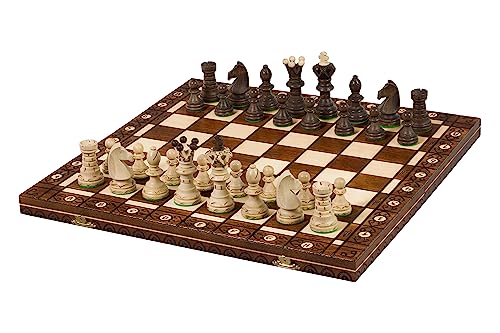 Hochwertige dekorative handgefertigte große hölzerne Schach Set Ambassador 52cm x 52cm by Sunrise Chess & Games von Sunrise Chess & Games