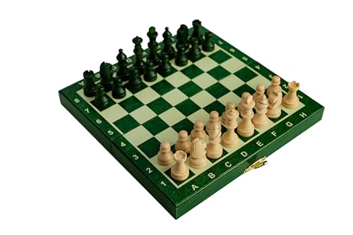 Holzschach Set Mini – Grünes Brett – Klappbares Schulschach – Kompakt und leicht transportierbar Holzschach Set Mini – Grünes Brett – Klappbares Schulschach – Kompakt und leicht transportierbar von Sunrise Chess & Games