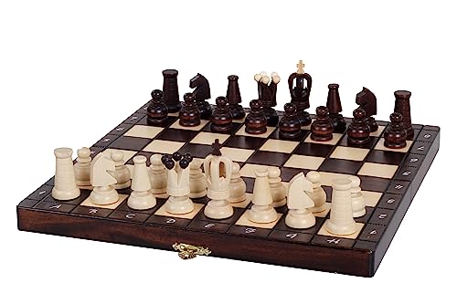 Sunrise Chess | ROYAL Maxi New Line Schach | Traditionelles Design | Handgefertigt | Holz | Langlebig | Angenehme Haptik | Kassette mit Fächern von Sunrise Chess & Games