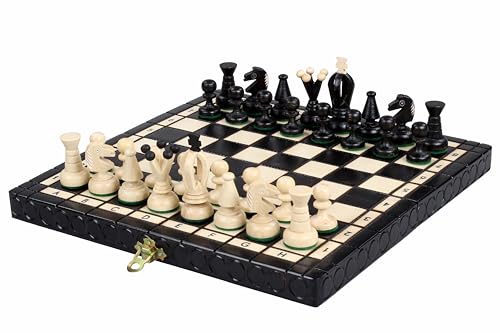 Sunrise Chess Königliches Schachspiel in Schwarz – Eleganz und Stil im kompakten Design von Sunrise Chess & Games