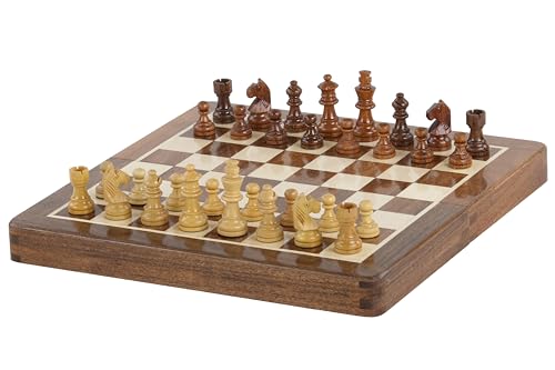 Sunrise Chess Magnetisches Schachspiel mit 25 cm intarsiertem Schachbrett – Kompakte Größe, ideal für Reisen und als Elegantes Geschenk von Sunrise Chess & Games