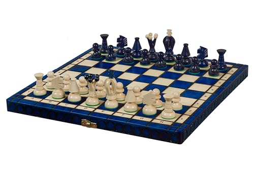 Sunrise Chess Mittleres Königliches Schachset (35x35 cm) in Blau – Die Verbindung von Tradition und zeitgenössischem Stil von Sunrise Chess & Games
