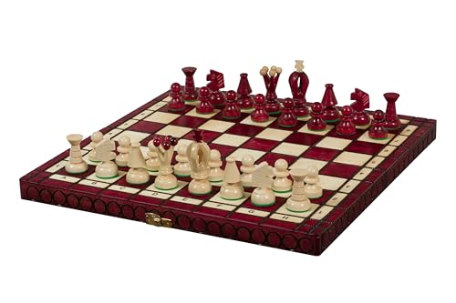 Sunrise Chess Mittleres Königliches Schachset (35x35 cm) in Kirschholzoptik - Tradition und Eleganz in einem Set von Sunrise Chess & Games