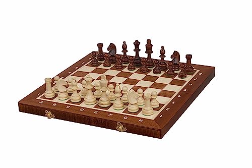 Sunrise Chess - Schachbrett Holz Turnierschach Set Nr. 4 - Intarsiert mit Mahagoni und Ahorn - Schachfiguren aus Hainbuche Sunrise Chess - Schachbrett Holz Turnierschach Set Nr. 4 - Intarsiert mit Mahagoni und Ahorn - Schachfiguren aus Hainbuche von Sunrise Chess & Games