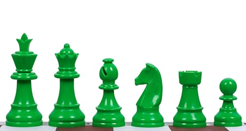 Sunrise Chess Staunton 6 Kunststoffschachfiguren in Grün – EIN lebendiges, stilvolles und funktionales Schachspiel (Königshöhe 95 mm) von Sunrise Chess & Games