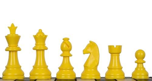 Sunrise Chess Staunton 6 Schachfiguren aus Kunststoff in Gelb – Ästhetisch und funktional für EIN lebendiges Schacherlebnis (Königshöhe 95 mm) von Sunrise Chess & Games