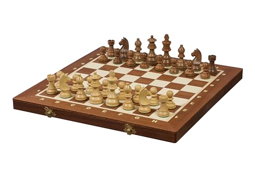 Sunrise Chess Turnierschach-Set German Staunton Gold Nr. 4 – Luxuriöses Schachspiel mit gewichteten Figuren und kunstvoller Intarsie von Sunrise Chess & Games