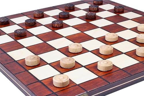 Sunrise Chess & Games Dame 64 Felder - Klassisches Dame-Spiel aus hochwertigem Holz von Sunrise Chess & Games