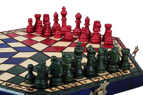 Sunrise Chess & Games Dreier-Schachset Klein, Tricolor, Reiseschach, Holzfiguren, Pädagogisch Sunrise Chess & Games Dreier-Schachset Klein, Tricolor, Reiseschach, Holzfiguren, Pädagogisch von Sunrise Chess & Games