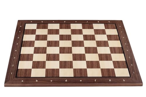 Sunrise Chess & Games Exklusives Schachbrett Nr. 5 - Walnuss/Ahorn Intarsie mit Schwarzer Rahmenbeschriftung, Luxusausführung | Schachbretts: 540 x 540 mm | Abmessungen des Feldes: 55 mm von Sunrise Chess & Games