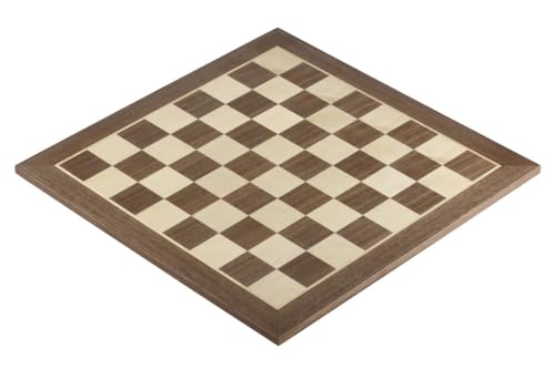Sunrise Chess & Games Schachbrett Nr. 4 - Walnuss/Ahorn Intarsie, Ohne Beschriftung, Zeitloses Design von Sunrise Chess & Games