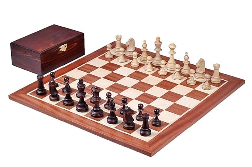 Sunrise Chess & Games Staunton Nr. 5 Schachfiguren im Holzkoffer - Traditionelles Schachset von Sunrise Chess & Games