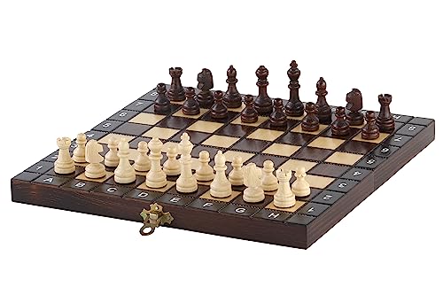 Sunrise Schach & Spiele | 3in1 Schulset | Partyspiele | Schach | Dame | Backgammon | Holzfiguren | Kompakter Bausatz | Geschenkidee | Maße: 28x28 cm von Sunrise Chess & Games