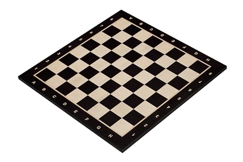 Sunrise Schach & Spiele | Schachbrett Nr. 5 | Mit Beschreibung| Intarsien | Hebanisiert | Turnier-Vorstand | Elegantes Design | Geschenkidee | Ideal für mittlere Figuren | Feld 50 mm von Sunrise Chess & Games