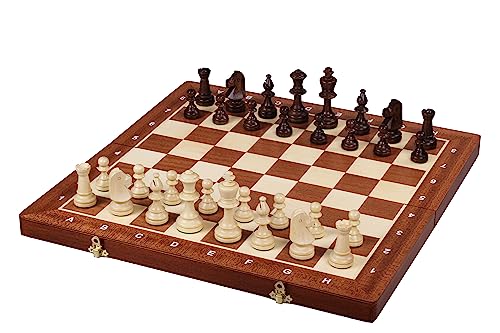 Sunrise Chess | Turnierschach | Ausgabe 5 | Professionelles Schachspiel | Aus Holz | Langlebig | Gewichtete Zahlen | Intarsienkarton | Kassette mit Fächern von Sunrise Chess & Games