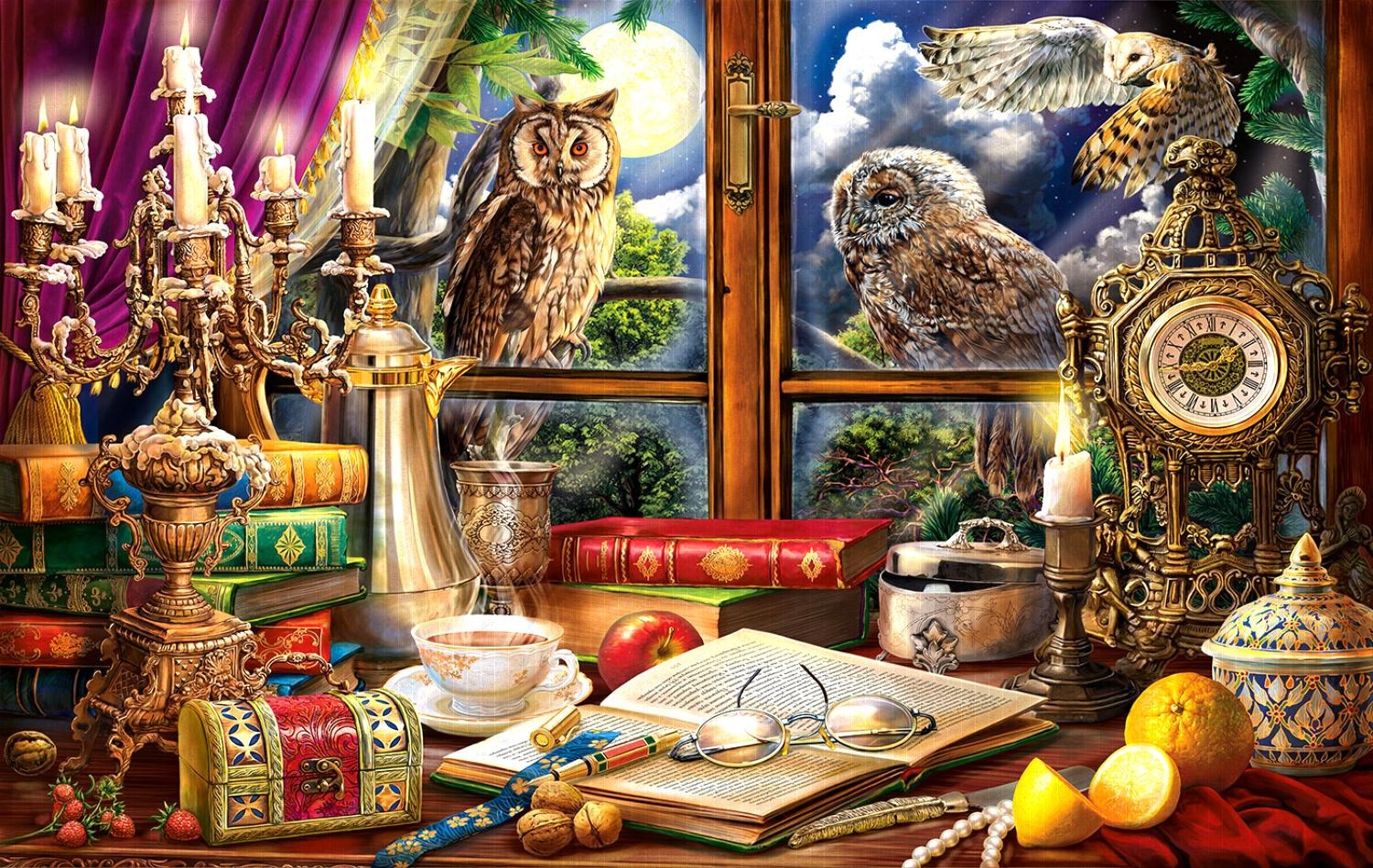 SunsOut Abend mit Eulen 550 Teile Puzzle Sunsout-42985 von SunsOut