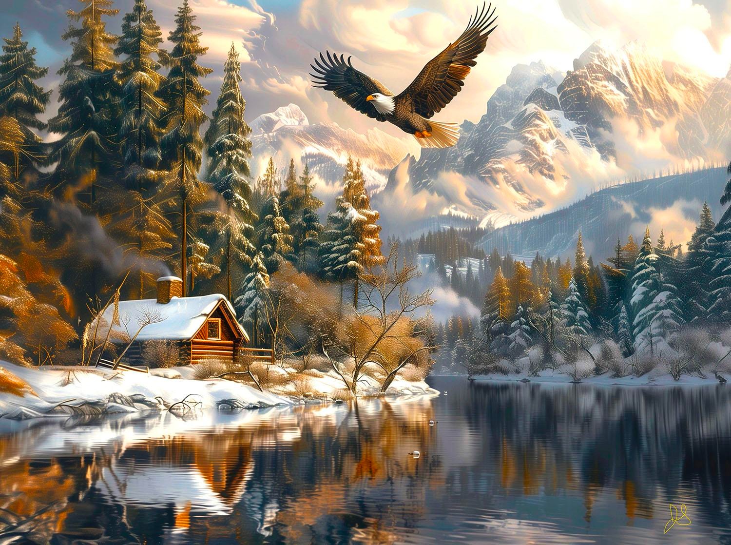 SunsOut Adlerflug im Winter 1000 Teile Puzzle Sunsout-77129 von SunsOut