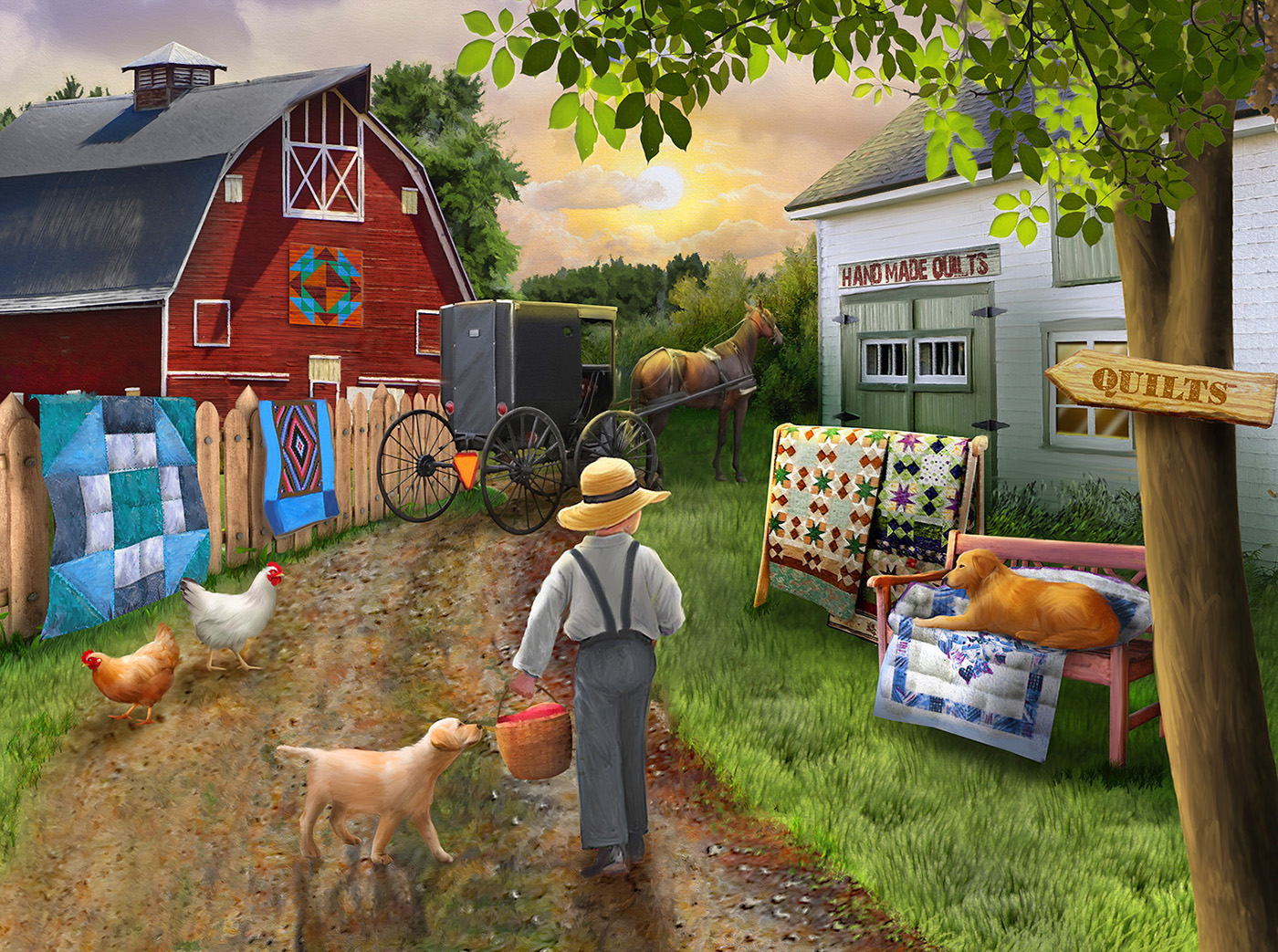 SunsOut Country Sunset 1000 Teile Puzzle Sunsout-28943 von SunsOut