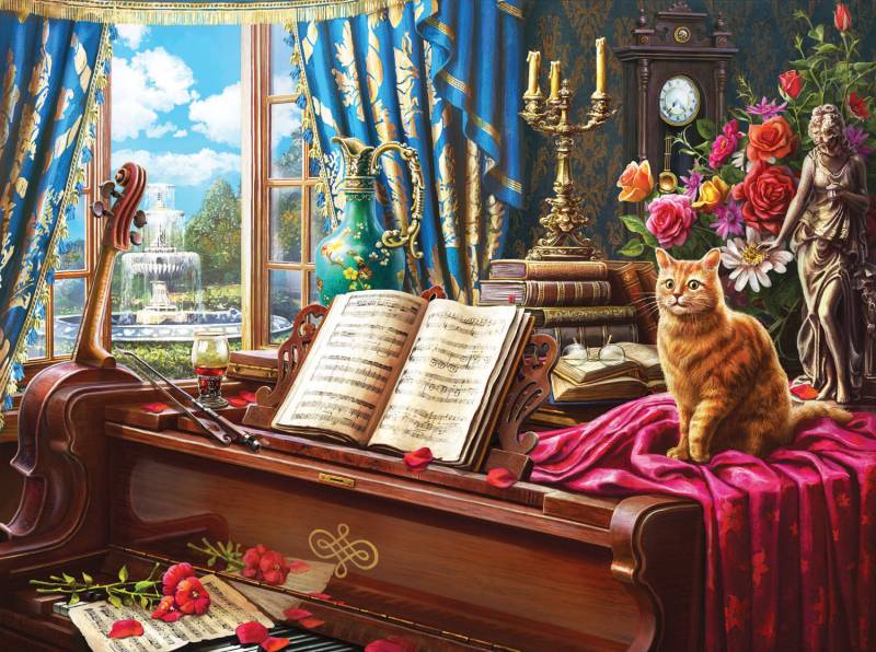 SunsOut Grand Piano Cat 1000 Teile Puzzle Sunsout-42936 von SunsOut