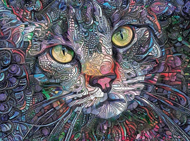 SunsOut Psychedelische Katze 1000 Teile Puzzle Sunsout-71307 von SunsOut