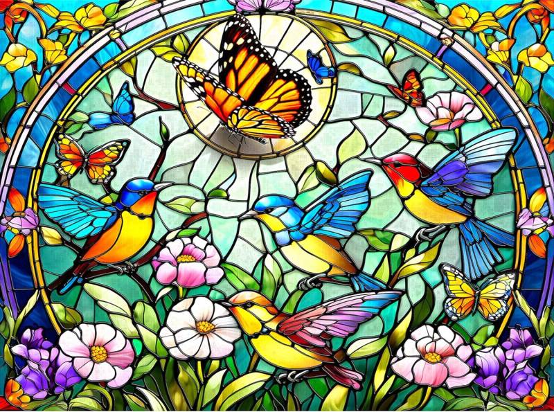SunsOut SG Singvögel und Schmetterlinge 1000 Teile Puzzle Sunsout-71851 von SunsOut