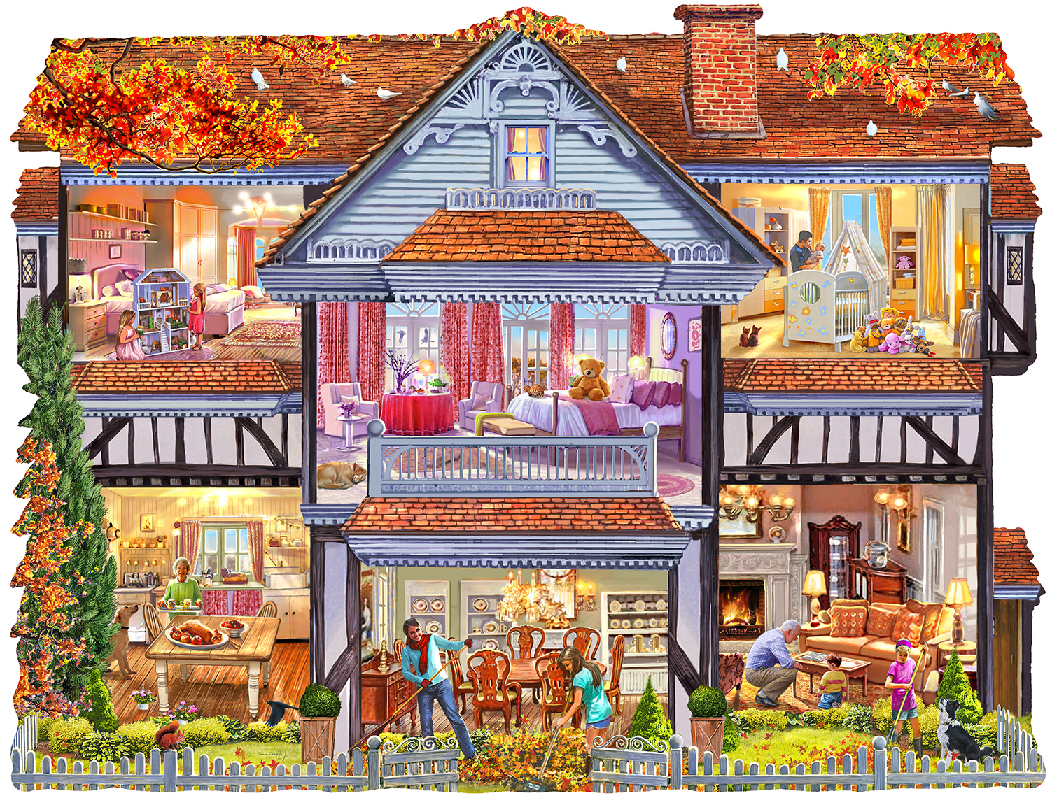 SunsOut Steve Crisp - Autumn Country House 1000 Teile Puzzle Sunsout-96058 von SunsOut
