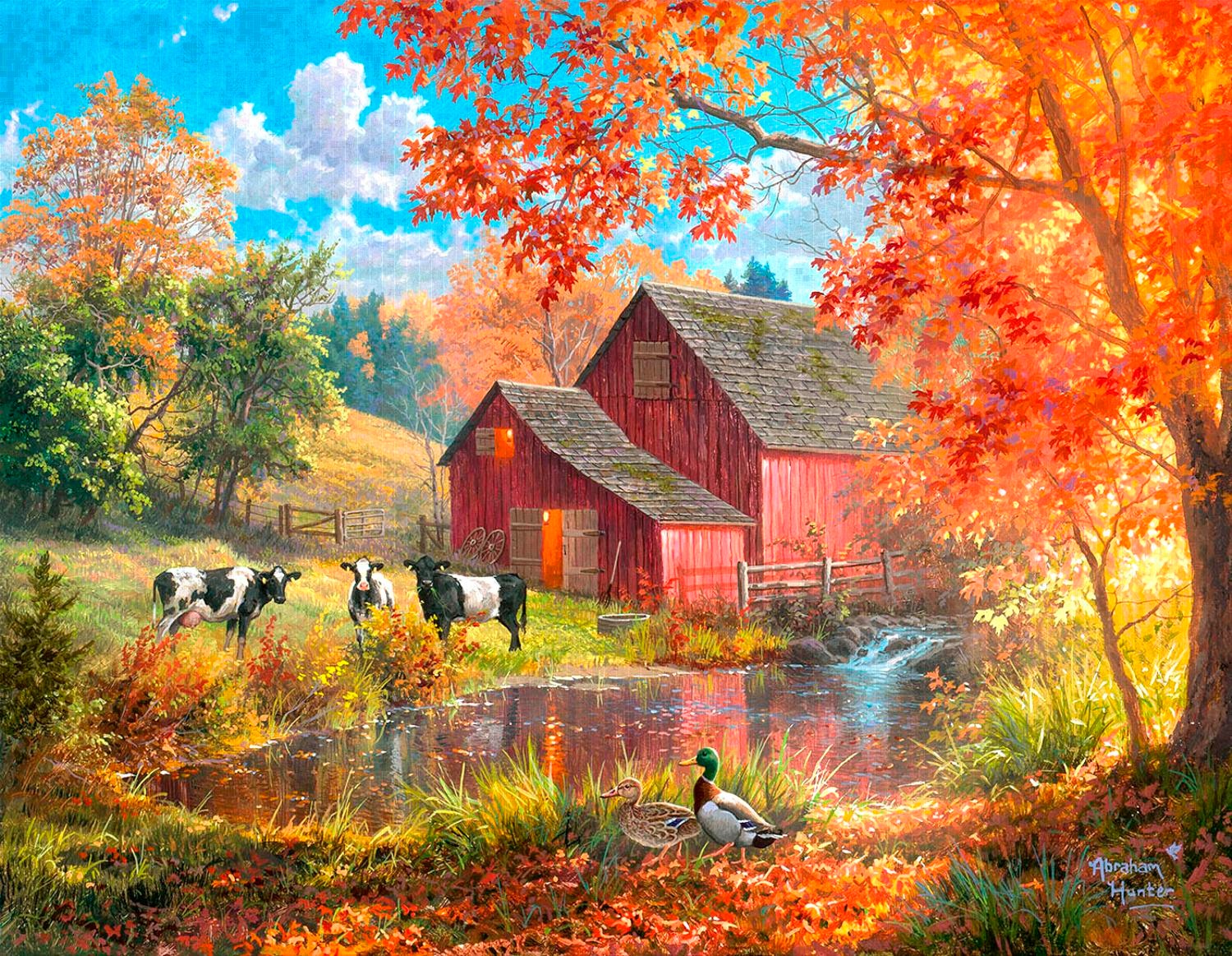 SunsOut XXL Teile - Bauernhof-Teich 1000 Teile Puzzle Sunsout-69417 von SunsOut