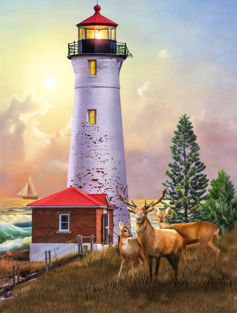 SunsOut XXL Teile - Crisp Point Leuchtturm 500 Teile Puzzle Sunsout-28596 von SunsOut