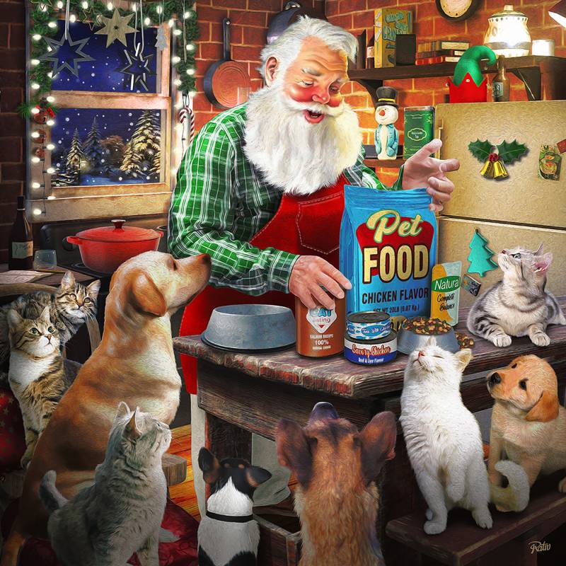 SunsOut XXL Teile - Santa and His Pets 500 Teile Puzzle Sunsout-42373 von SunsOut