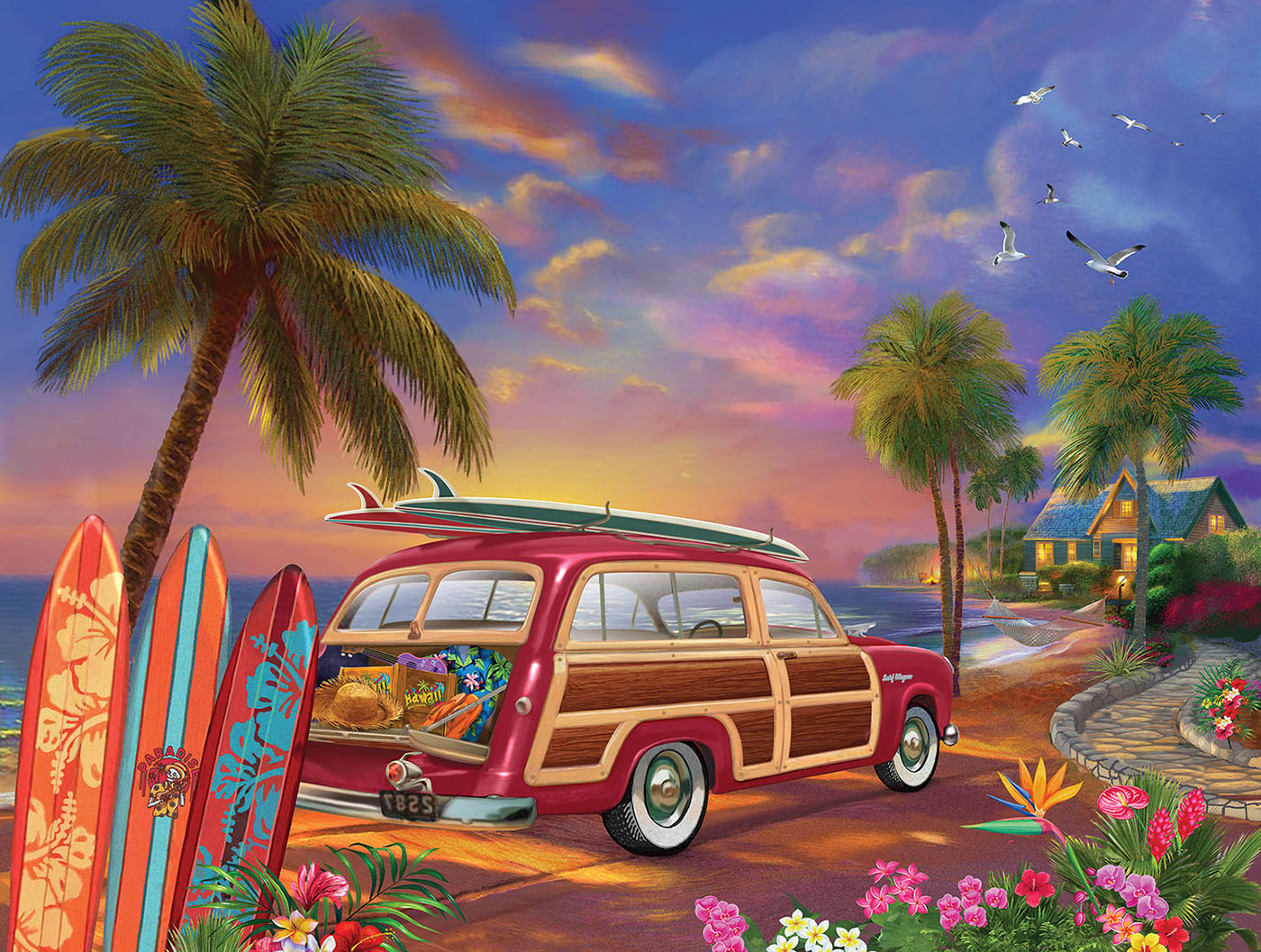SunsOut XXL Teile - Surfer Sonnenuntergang 500 Teile Puzzle Sunsout-31413 von SunsOut