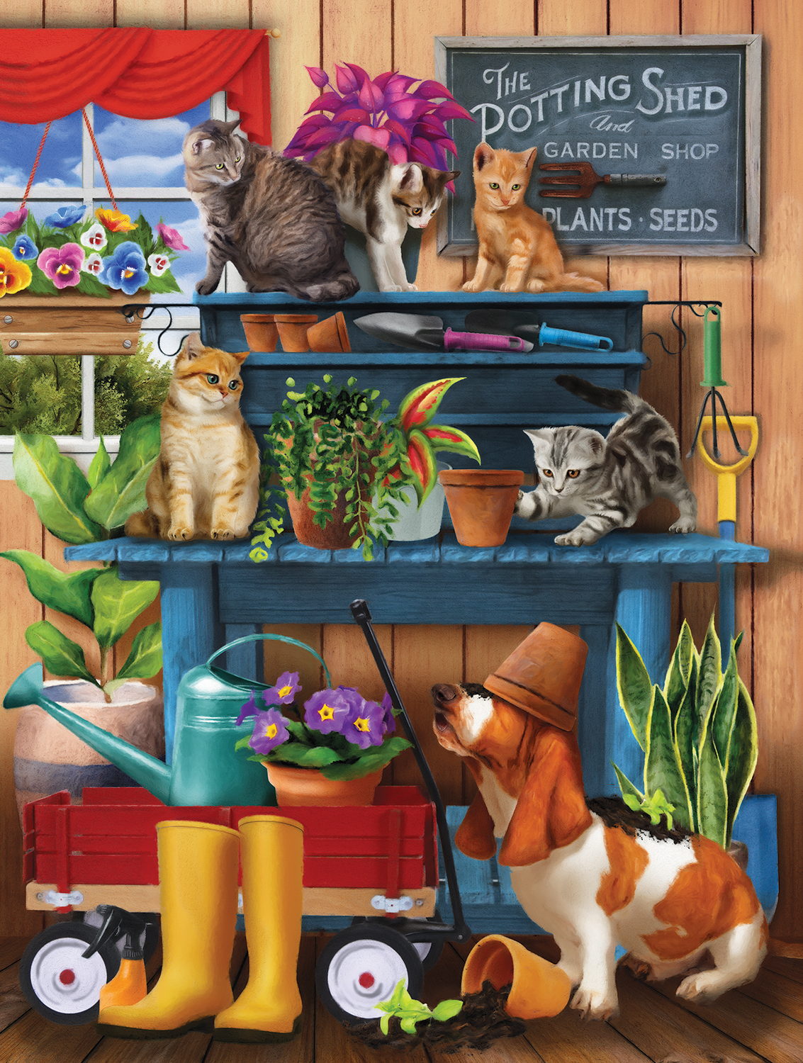 SunsOut XXL Teile - Trouble in the Potting Shed 300 Teile Puzzle Sunsout-28937 SunsOut XXL Teile - Trouble in the Potting Shed 300 Teile Puzzle Sunsout-28937 von SunsOut