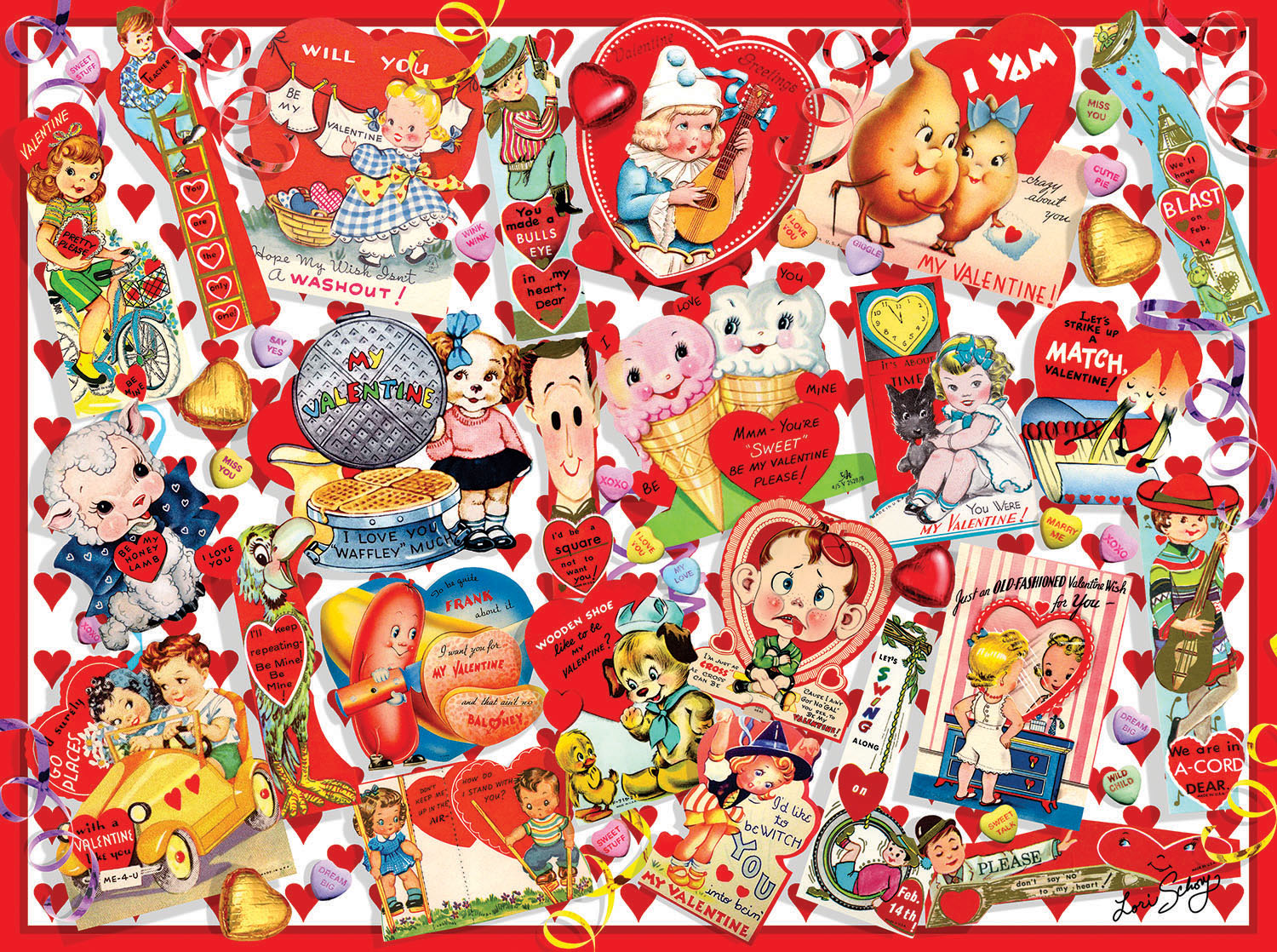 SunsOut XXL Teile - Valentine Card Collage 300 Teile Puzzle Sunsout-35147 von SunsOut